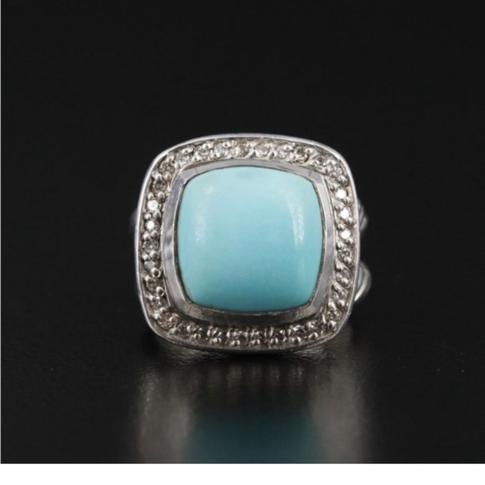 David Yurman Petite Turquoise Ring in Sterling Silver & Pavé Diamonds